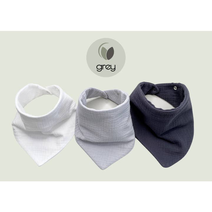 Natural Cuddles – wholesale Bandanahaklapp – Vattentäta bandana haklappar - set om 3 - grå