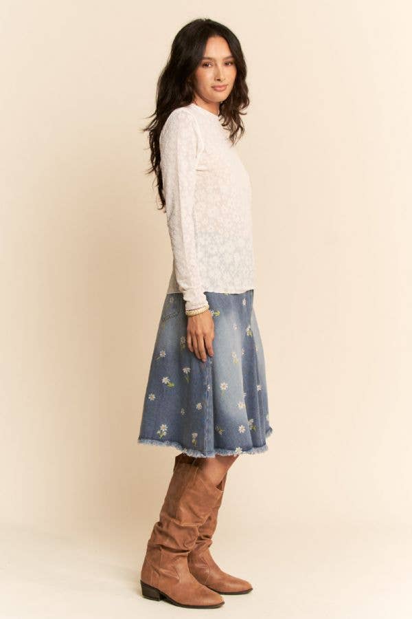 Davi & Dani - Wholesale Knit Top - Women's - LONG SLEEVE FLORAL MESH TOP5