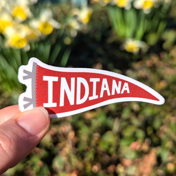 Bolts and Stars - Wholesale Sticker - Indiana Pennant Sticker for Hoosiers