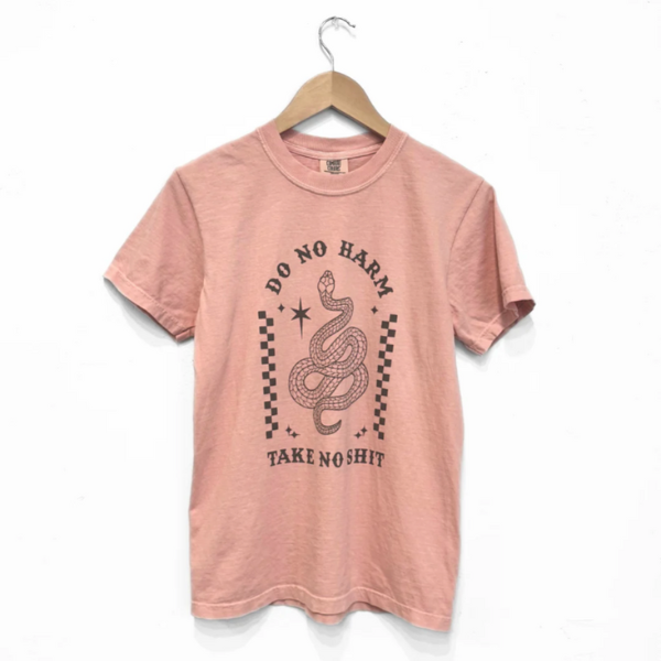 Modern Pastime - Vendita all'ingrosso Maglietta serigrafata - Unisex - T-shirt unisex "Do No Harm Take No Shit" - Pepe/Pesca4