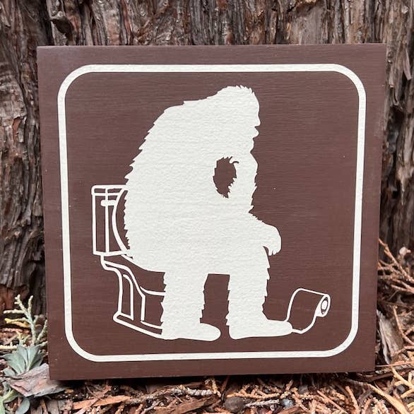 Bigfoot sits on the Toilet for wholesale by Bend Crafters Company