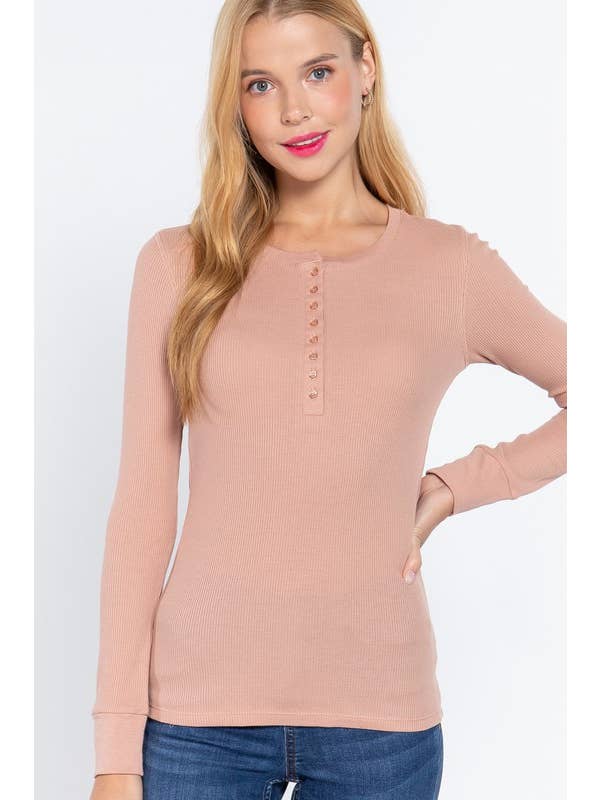 Vanilla Monkey - Wholesale Knit Top - Women's - Long Sleeve Henley Thermal Knit Top9