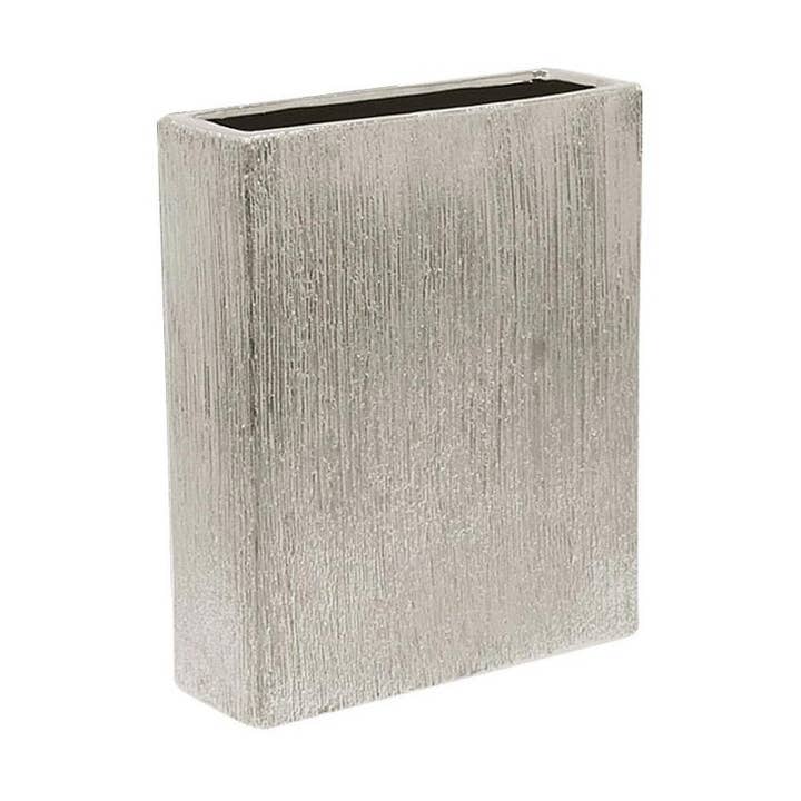 Etched Metallic Silver | 8" x 2.5" Top - Rectangle Vase for wholesale by Galore Home