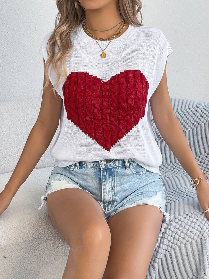 Color-Block Heart Casual Knit Valentine’s Day Top BJS286 for wholesale by UNISHE