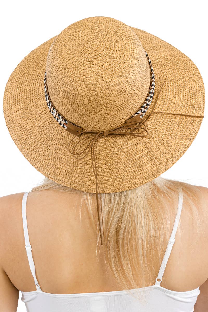 Cap Zone – wholesale Stråhatt – Dam – Cap Zone solhatt i derbystil med kupad kulle och tribalmönstrad kant i halm4