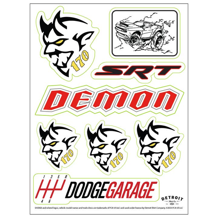 Sticker - Dodge Demon 170 - Sheet for wholesale by Detroit Shirt Co.