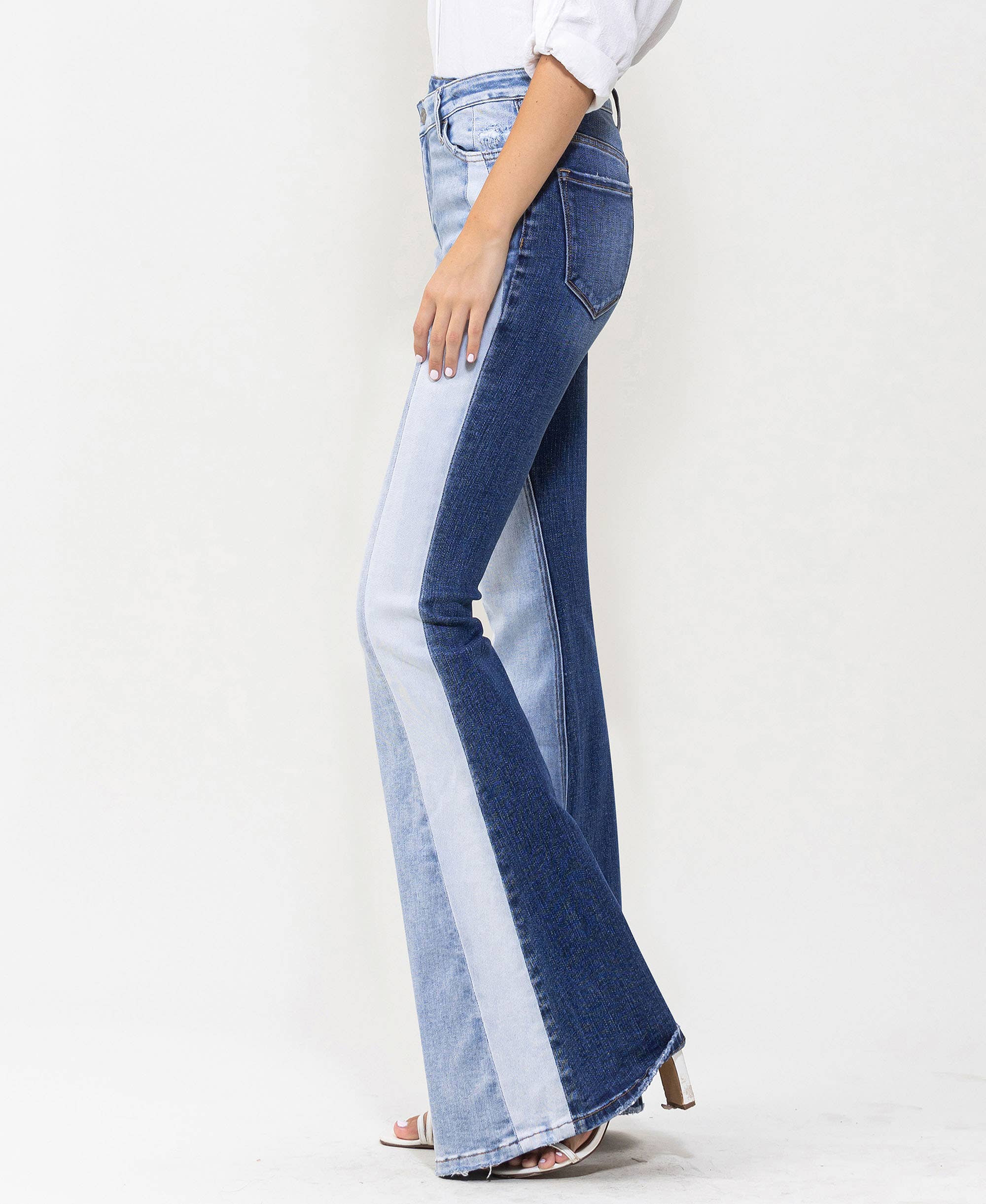 GLADDEN HIGH RISE COLOR BLOCK SUPER FLARE JEANS T5740A for wholesale on Faire1