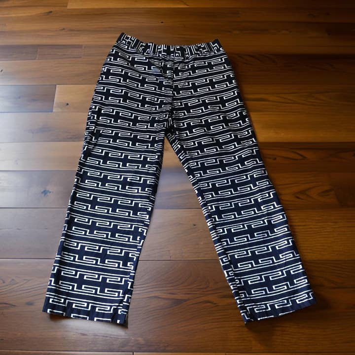 Calças Retas com Motif Azul Escuro e Prateado por atacado de KEAFRICA