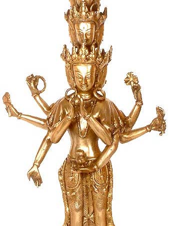 Avalokiteshvara (deidad budista tibetana) de once cabezas para venta al por mayor de Exotic India Art