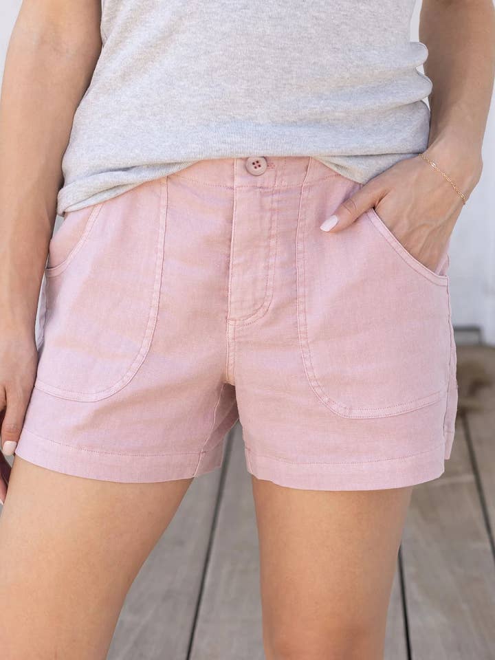 Leinenshorts in Blush für den Großhandel von Grace and Lace