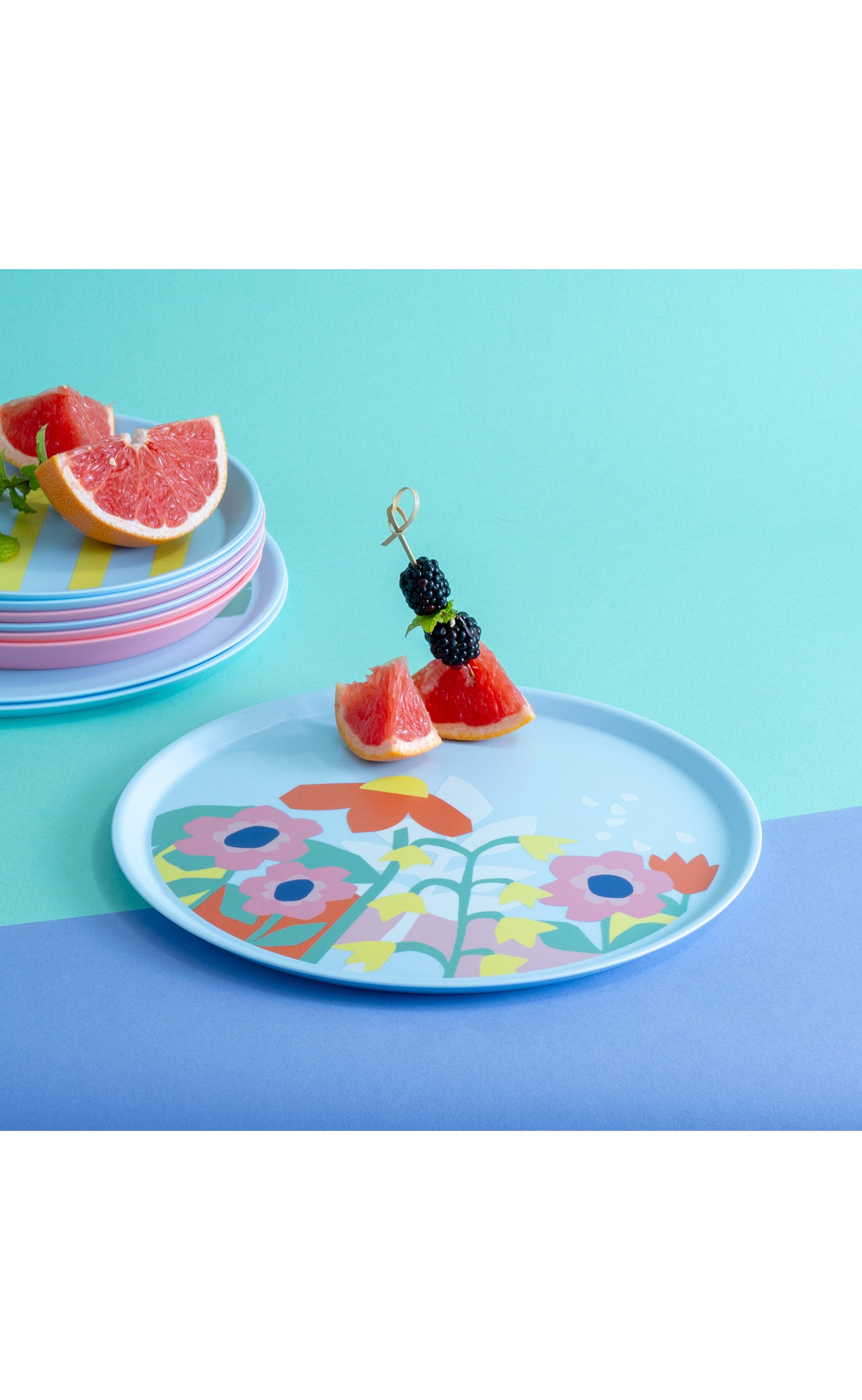 sweet blue Large Plate NORA PLATE BLOOMS for wholesale on Faire1