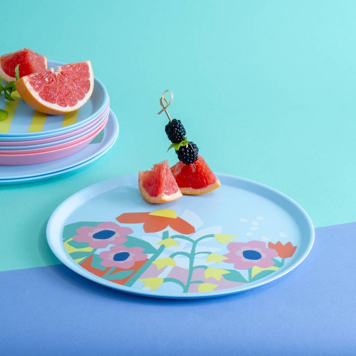 sweet blue Large Plate NORA PLATE BLOOMS for wholesale on Faire1