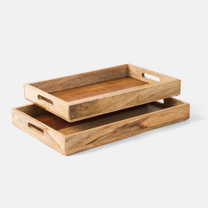 Mango & Acacia Wood Tray Set for wholesale by Mela Artisans