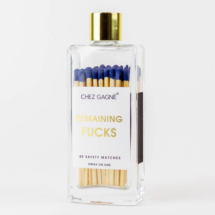Chez Gagné - Wholesale Matches - Remaining Fucks - Glass Bottle Safety Matches - Navy6