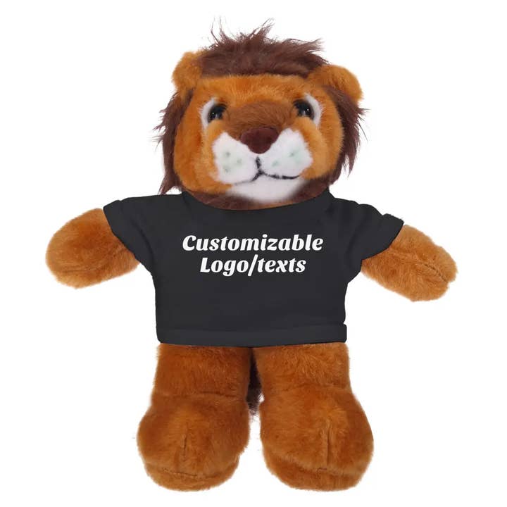 Peluche Lion Personnalisé de 8" avec T-shirt Personnalisé | Peluche Personnalisée pour la vente par Plushland