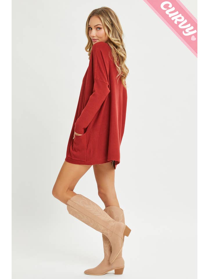 Sweet Lovely by Jen - Wholesale Tunic Sweater - Women's - FRONT POCKET OVERSIZE SWEATER PLUS SIZE80