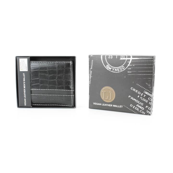 Leather Impressions Inc - Wholesale Wallet - Men's - Crocodile Embossed Vegan Wallet with Solid Band VL 90417