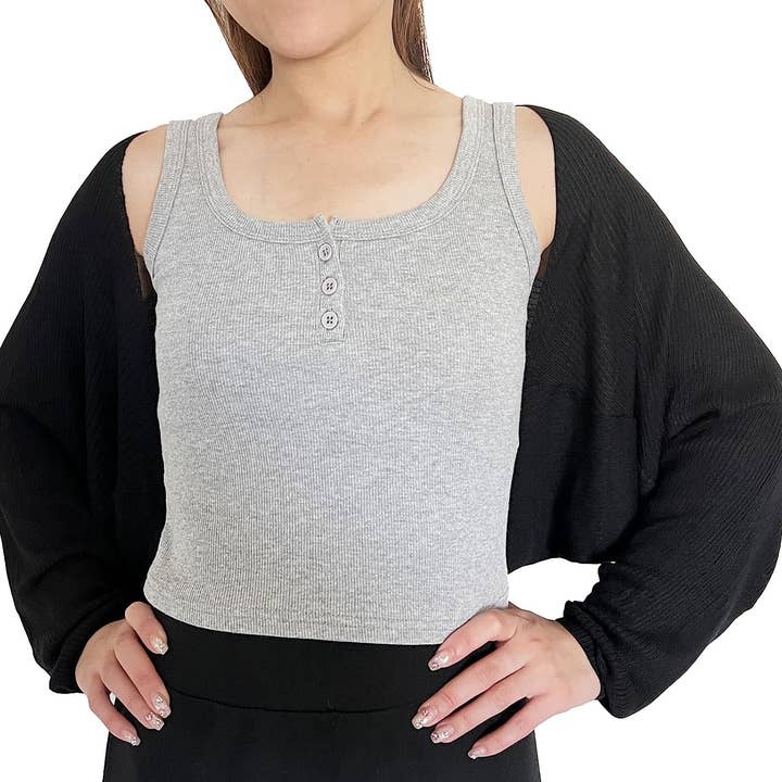 Fennco Styles – Engroshandel Cardigan - Dame – Ribstrikket cardigan bolero shrug5