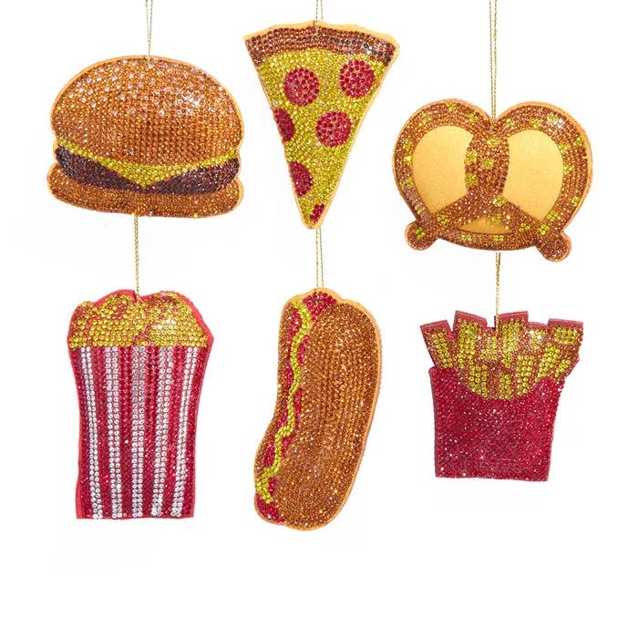 3" Bedazzled Fabric Food Ornaments 6 Assorted for wholesale by Kurt S. Adler, Inc.