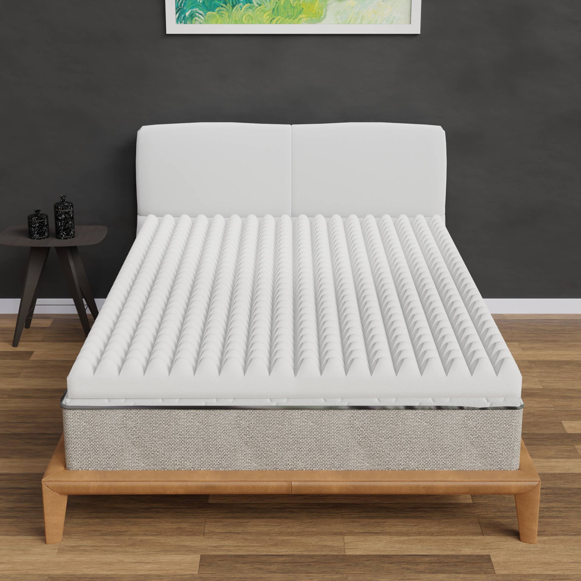 White 3-inch Convoluted Egg Shell Foam Mattress Topper for wholesale on Faire1