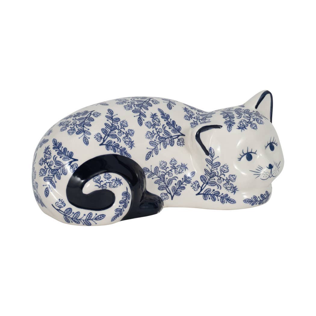 Sagebrook Home - Wholesale Decorative Figurine - Ceramic Chinoiserie Sleeping Cat Figurine - White, 4 in.4