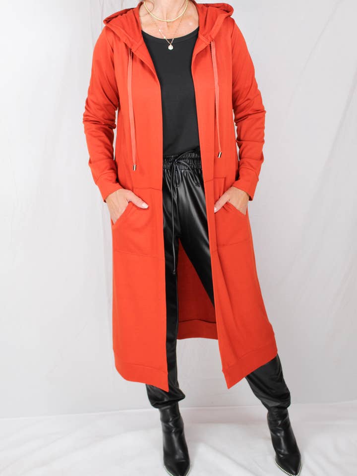 K121803-R - Roest - Stofdoek met capuchon A730 voor wholesale door K & C Clothing, Inc.