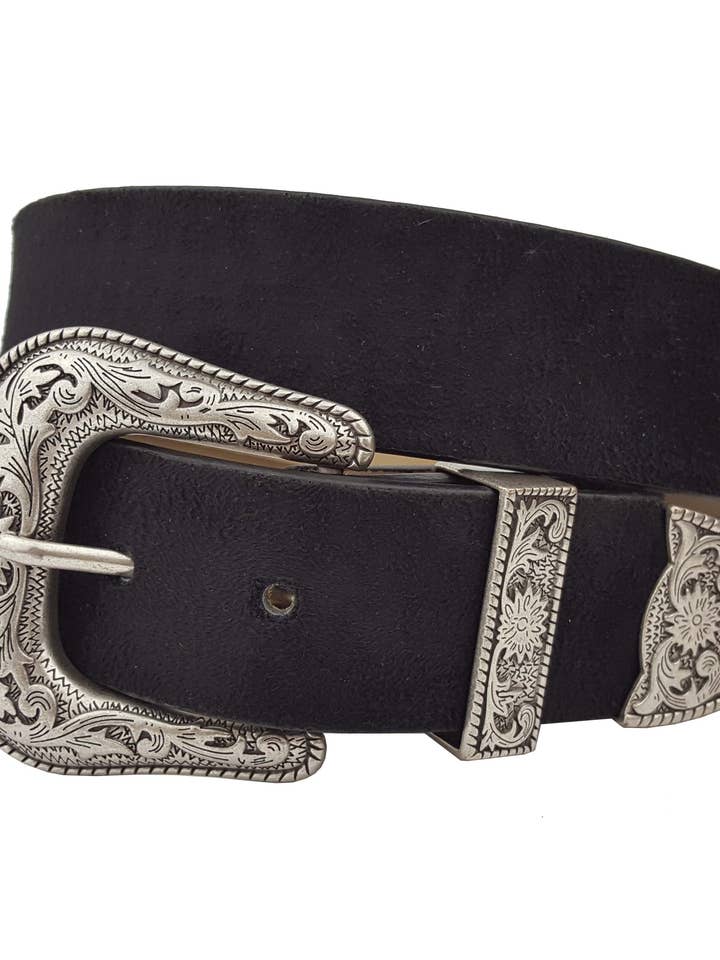 Western Silver Buckle Style in Microfiber Suede for wholesale by Axesoria West