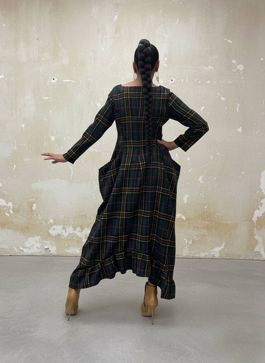 Groen Geruite Winterjurk Casablanca voor groothandel op Faire1