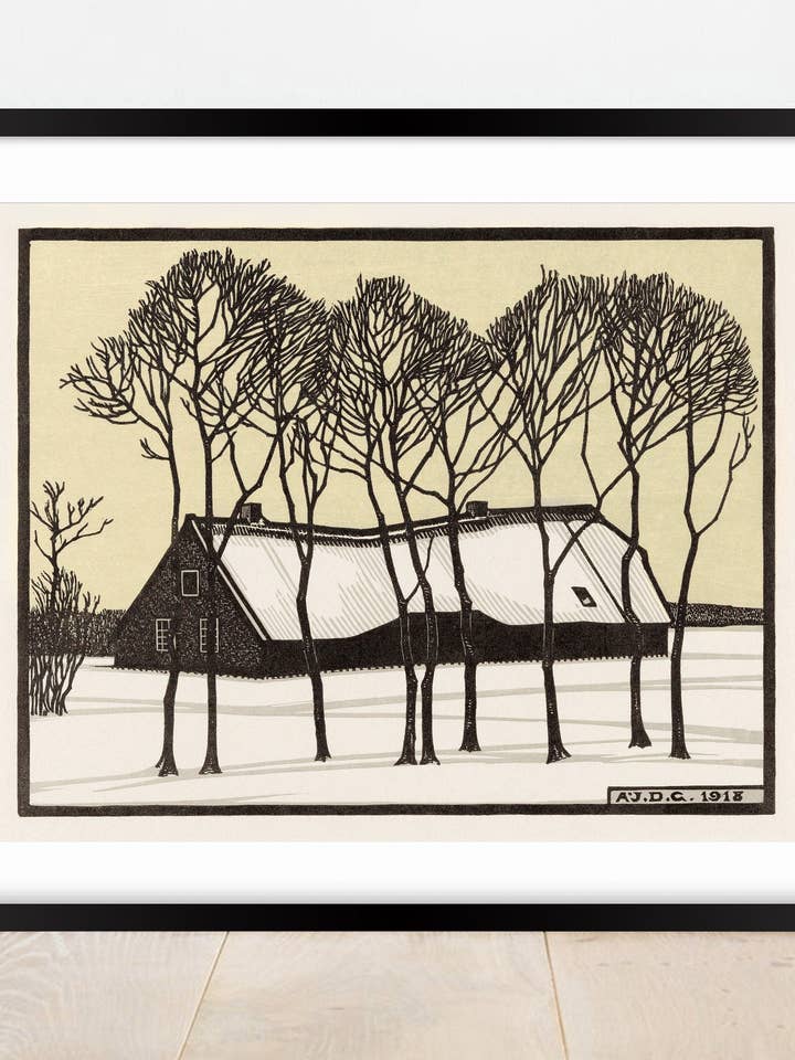 Farm in the Snow Print, Julie de Graag for wholesale by AwalkonthewildsideUK