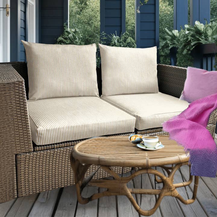 REMOVED BRAND – wholesale Överdrag till stol/soffa – IKEA Beige Stripe Outdoor Slip Cover, Kompatibel med IKEA Arholma Kuddarna