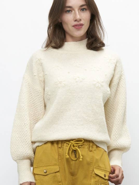 11224-Textured Knit Mock Neck Sweater for wholesale by Newbury Kustom