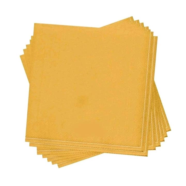 Luxe Party - Wholesale Disposable napkin - Yellow with Gold Stripe Paper Cocktail Napkins | 20 Napkins1