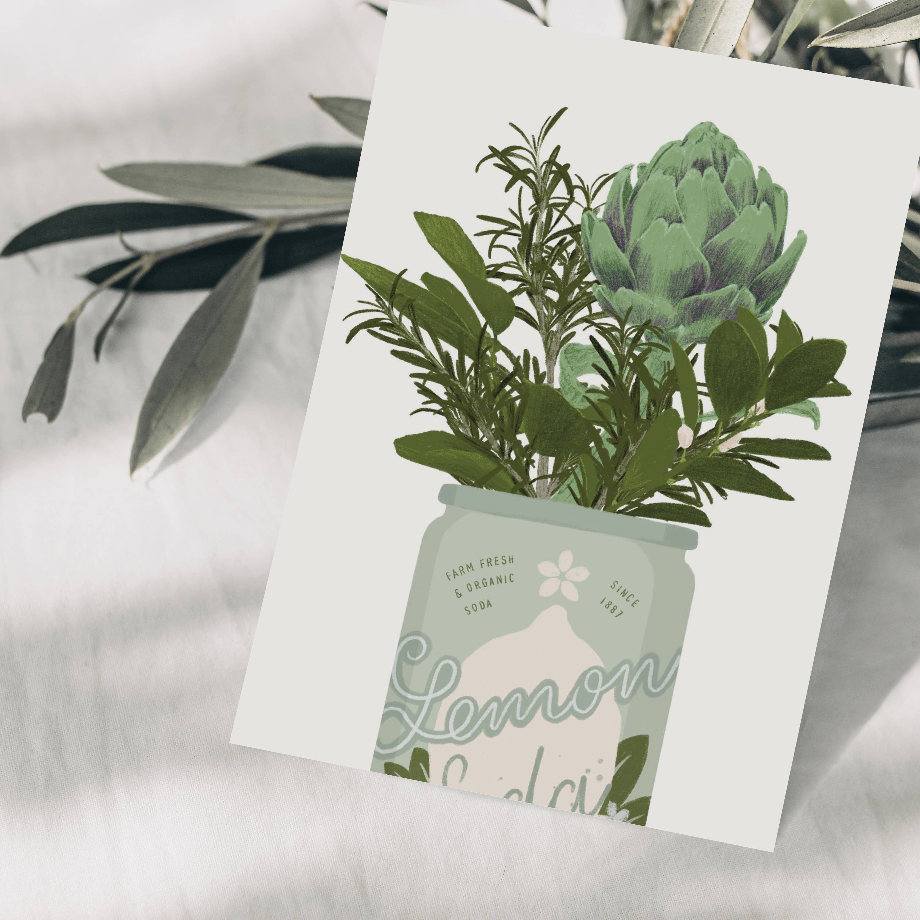 Wildblumen Atelier - Vendita all'ingrosso Cartoline - Cartolina con lattina di limonata mediterranea, certificata FSC1