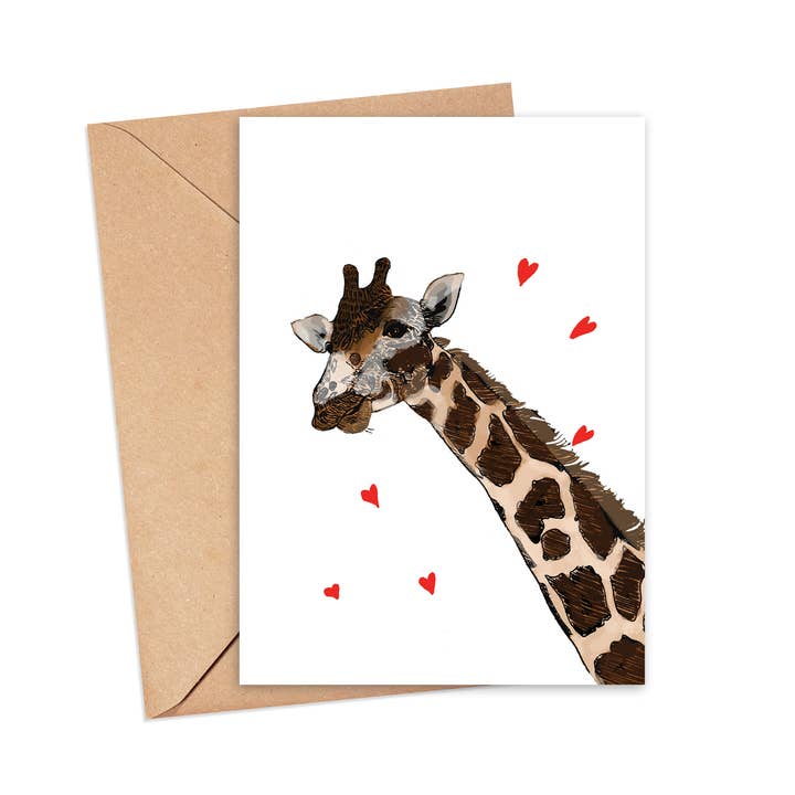 Giraffe Card for wholesale by Screech Owl Design