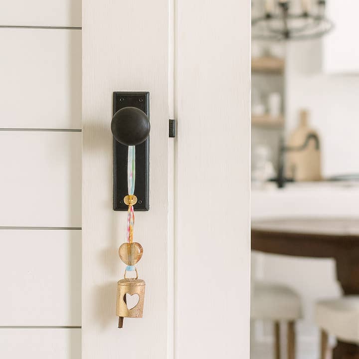 Matr Boomie Fair Trade - Wholesale Wind chime - Chakshu Heart Cutout Bell Wind Chime Upcycled Sari2