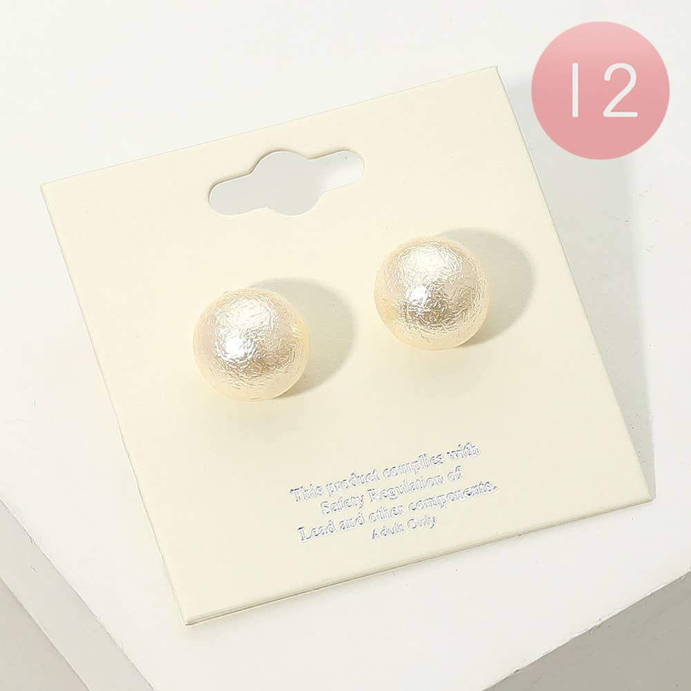 Sensibling Corp. - Wholesale Stud/Post Earrings - 12Pairs - Textured Pearl Stud Earrings0