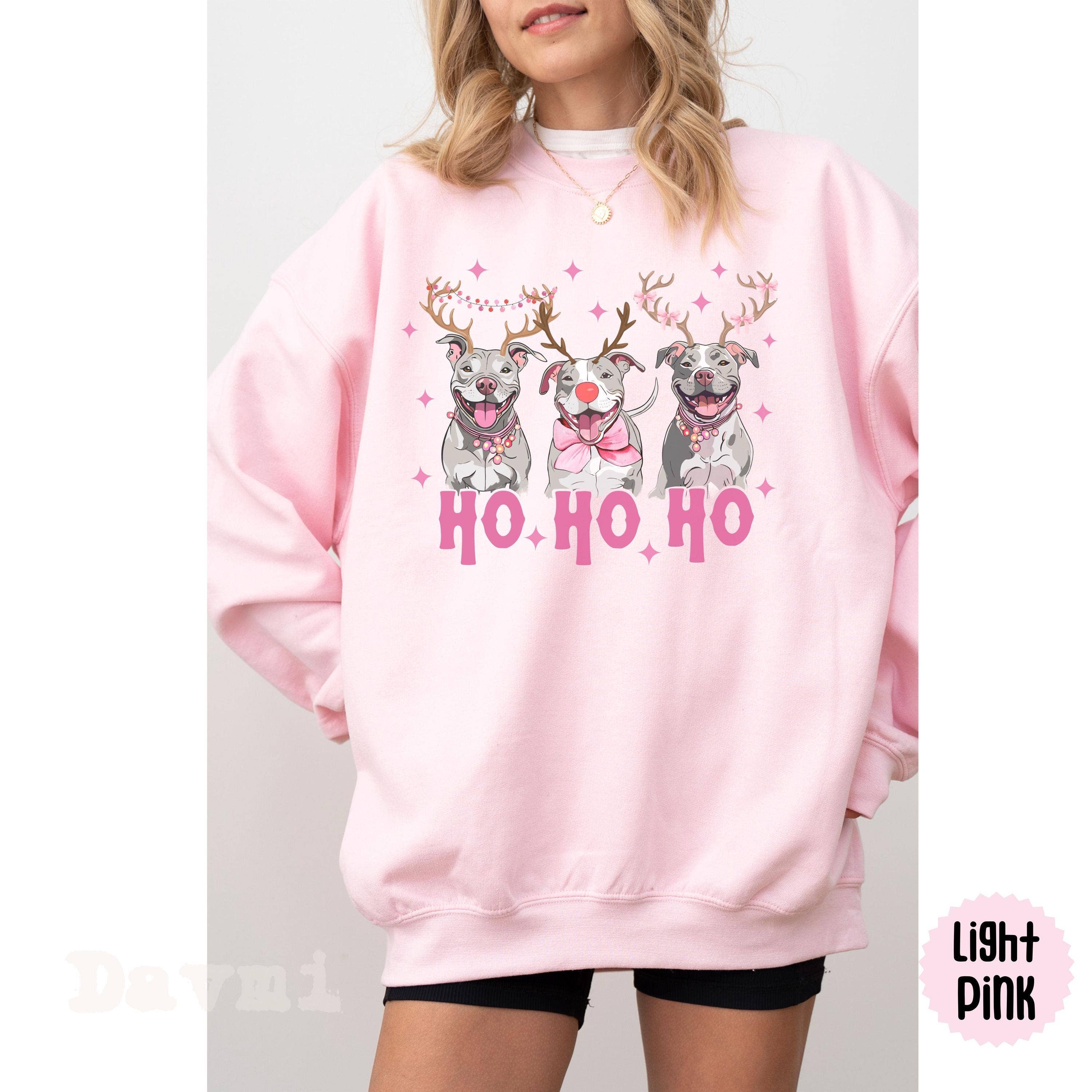 NVC Ecommerce LLC - Wholesale T-Shirt (Graphic) - Women's - Pitbull Christmas Shirt, Ho Ho Ho Crewneck Sweater4