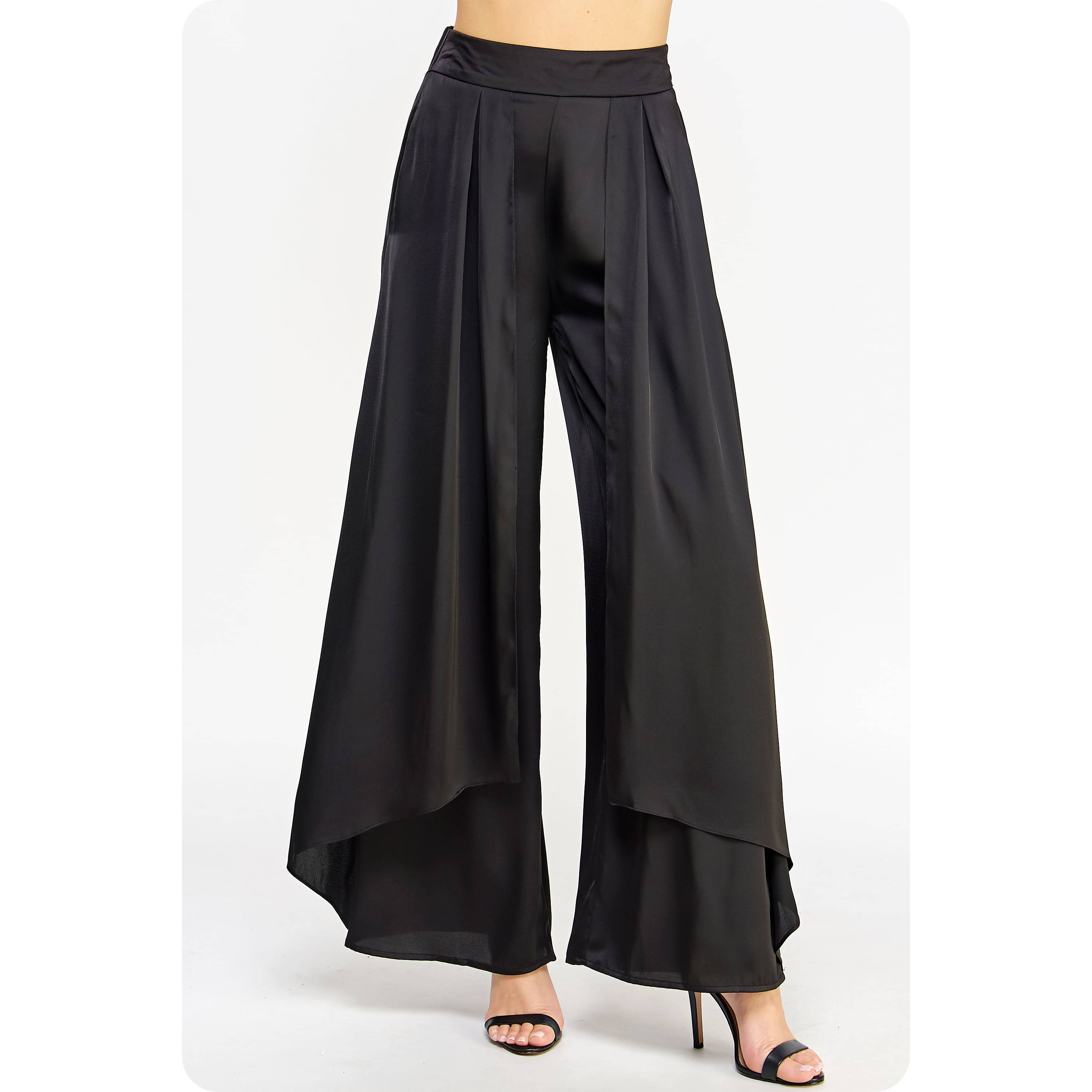 Strut & Bolt – Engroshandel Bukser - Dame – Overlay Satin Bukser Med Brede Ben7