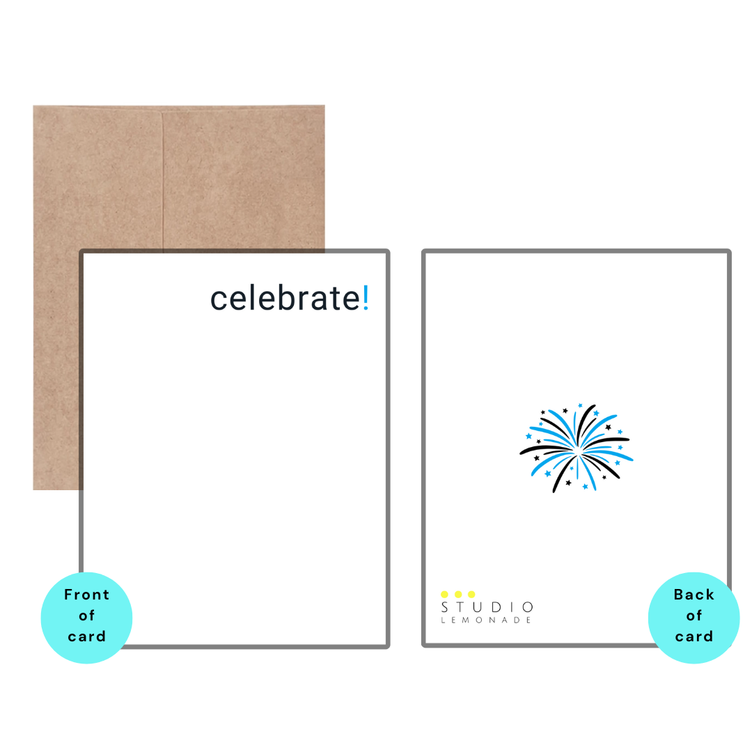 STUDIO LEMONADE - Wholesale Congratulations Card - celebrate! Greeting Card with Kraft Envelope1