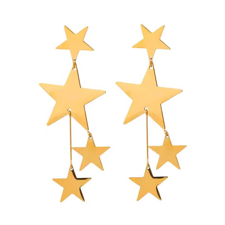 Large earrings with stars for wholesale by LOUIZ