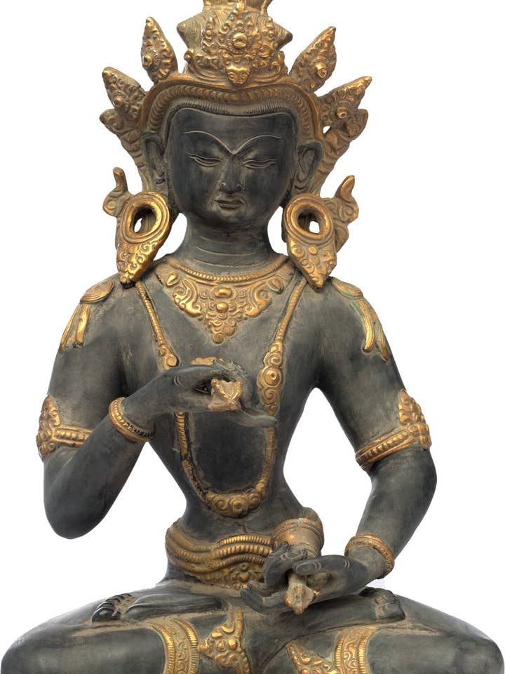14" Tibetan Buddhist Deity Vajrasattva | Brass | Handmade for wholesale by Exotic India Art