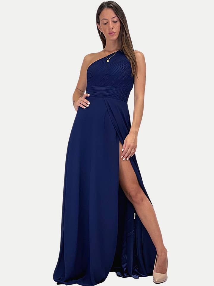 Robe longue à une épaule avec fente KATE pour la vente par Joana