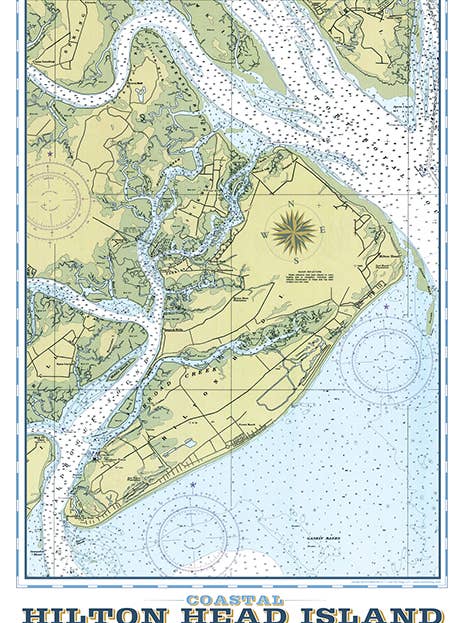 Hilton Head Vintage Nautical Map for wholesale by LOST DOG art & frame