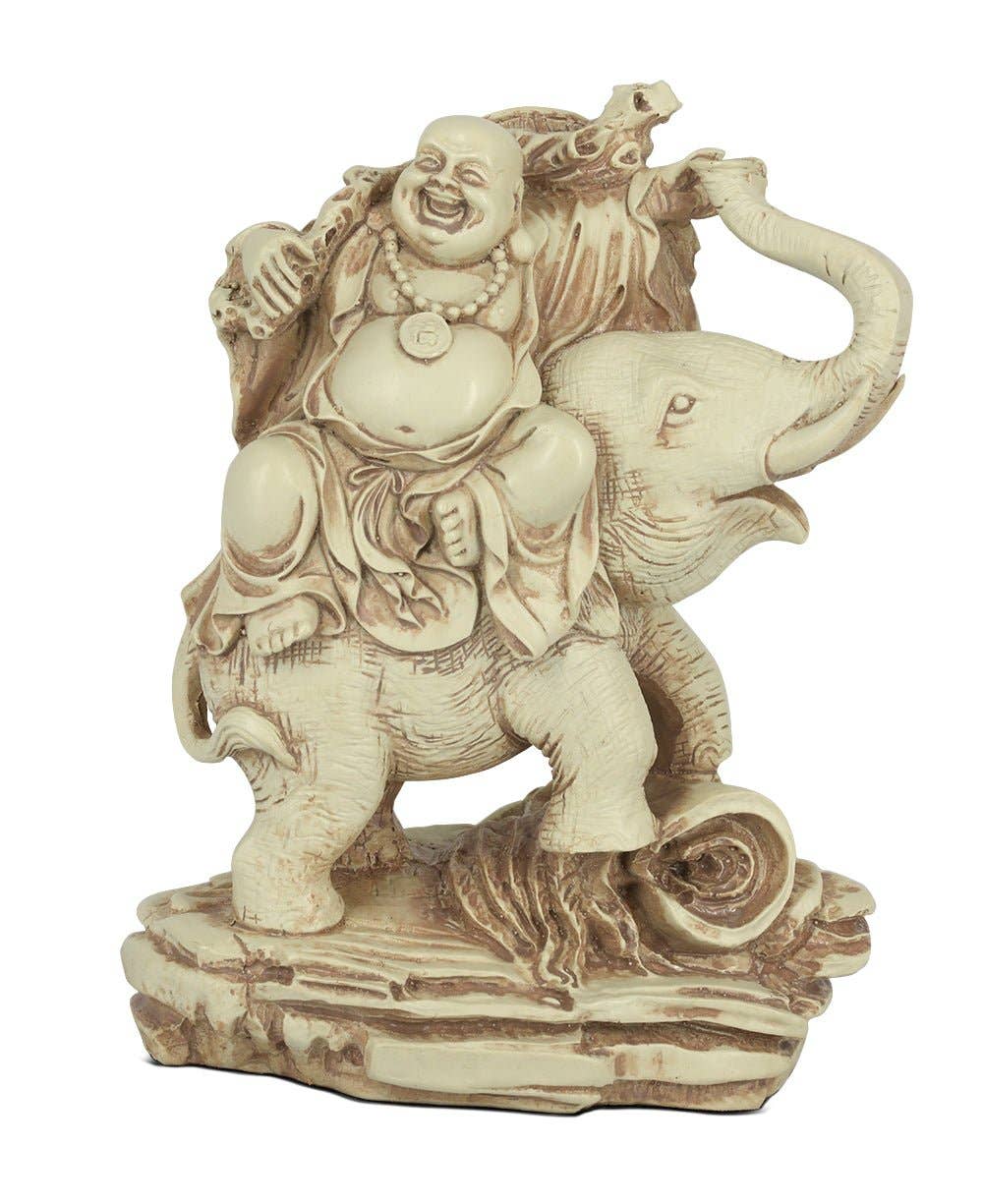 Buddha Groove - Wholesale Decorative Figurine - Happy Buddha and Elephant Statue