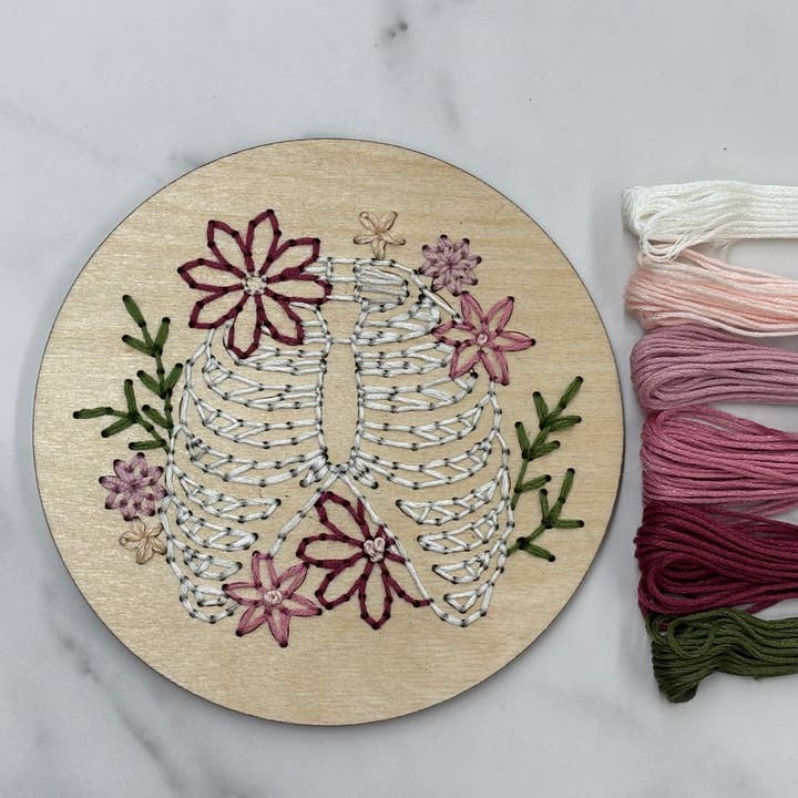 Floral Ribcage Wooden Embroidery DIY Kit for wholesale by The HNB House