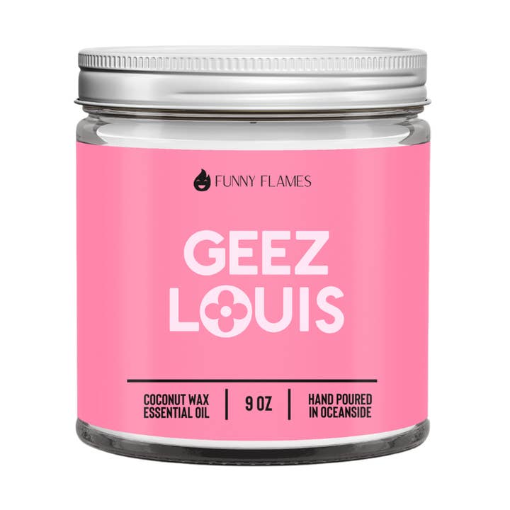 Geez Louis (Barbie Pink)- 9oz Candle for wholesale by Funny Flames Candle Co - Les Creme