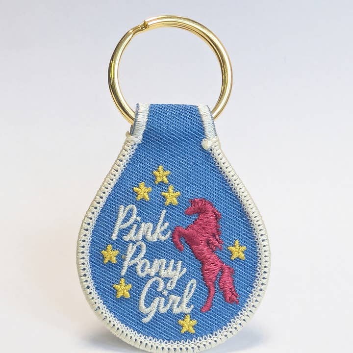 Pink Pony Girl Embroidered Key Tag for wholesale by He Said, She Said