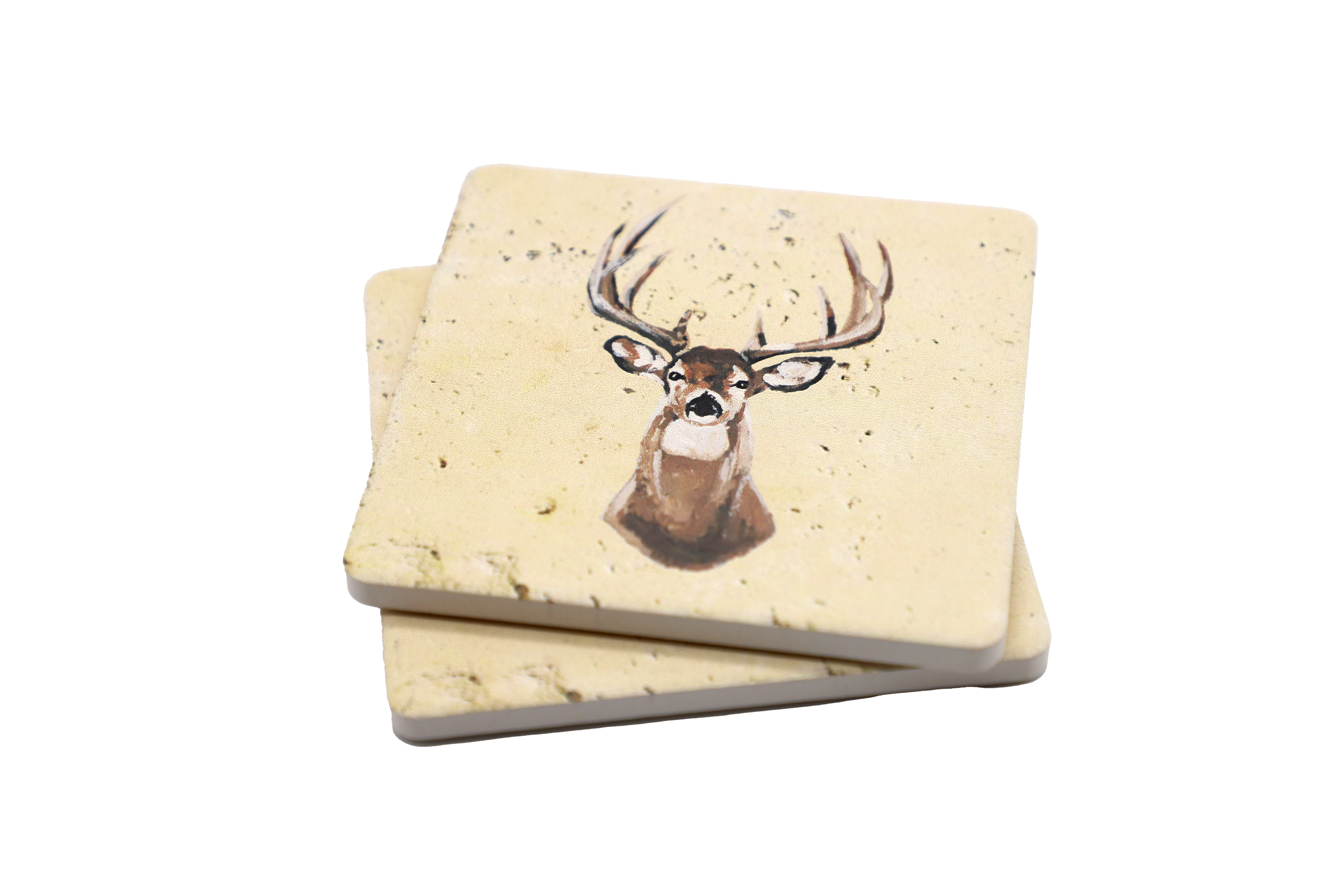 Mads Studio & Co. - Wholesale Coasters - Whitetail Deer Travertine Coaster1