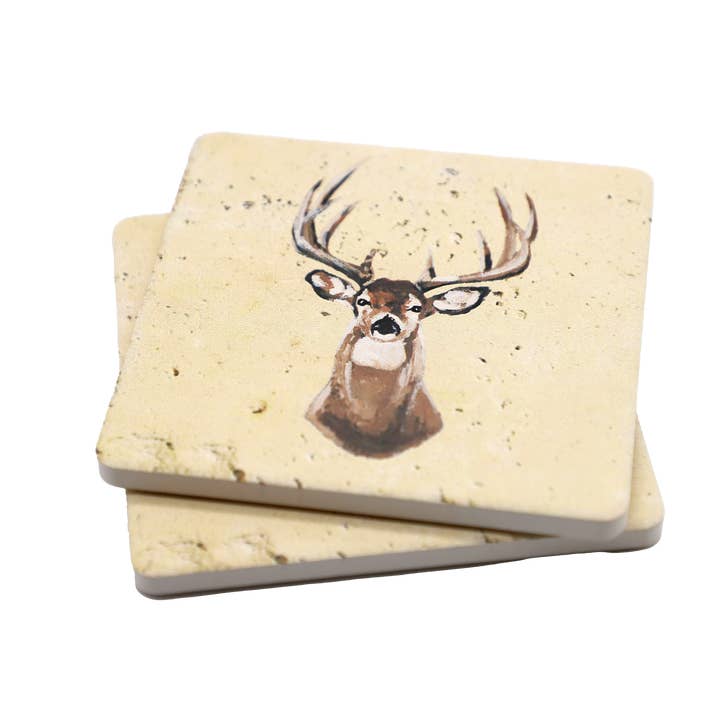 Mads Studio & Co. - Wholesale Coasters - Whitetail Deer Travertine Coaster1