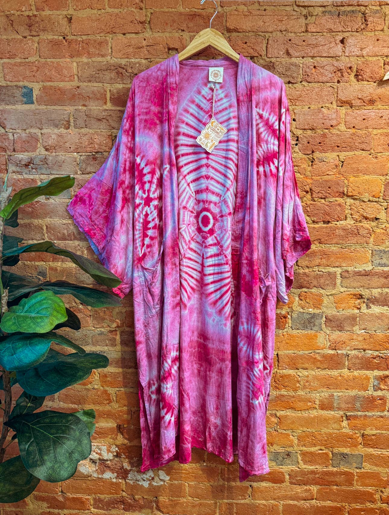 Gardenbelle Shop - Venta al por mayor Kimono - Mujer - Kimono bohemio hippie teñido a mano, bata estilo boho en tonos tierra14